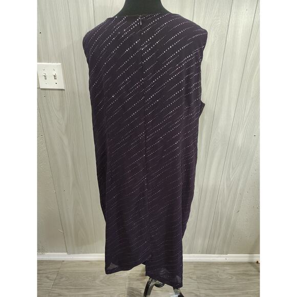 Women's Sequin Look Sleeveless Dark Purple Dress Plus 22W Whimsigoth Fairy - Picture 3 of 8